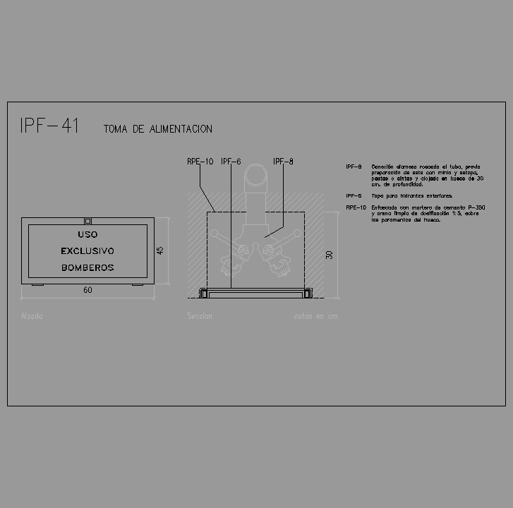 Bloque Autocad Toma de alimentación